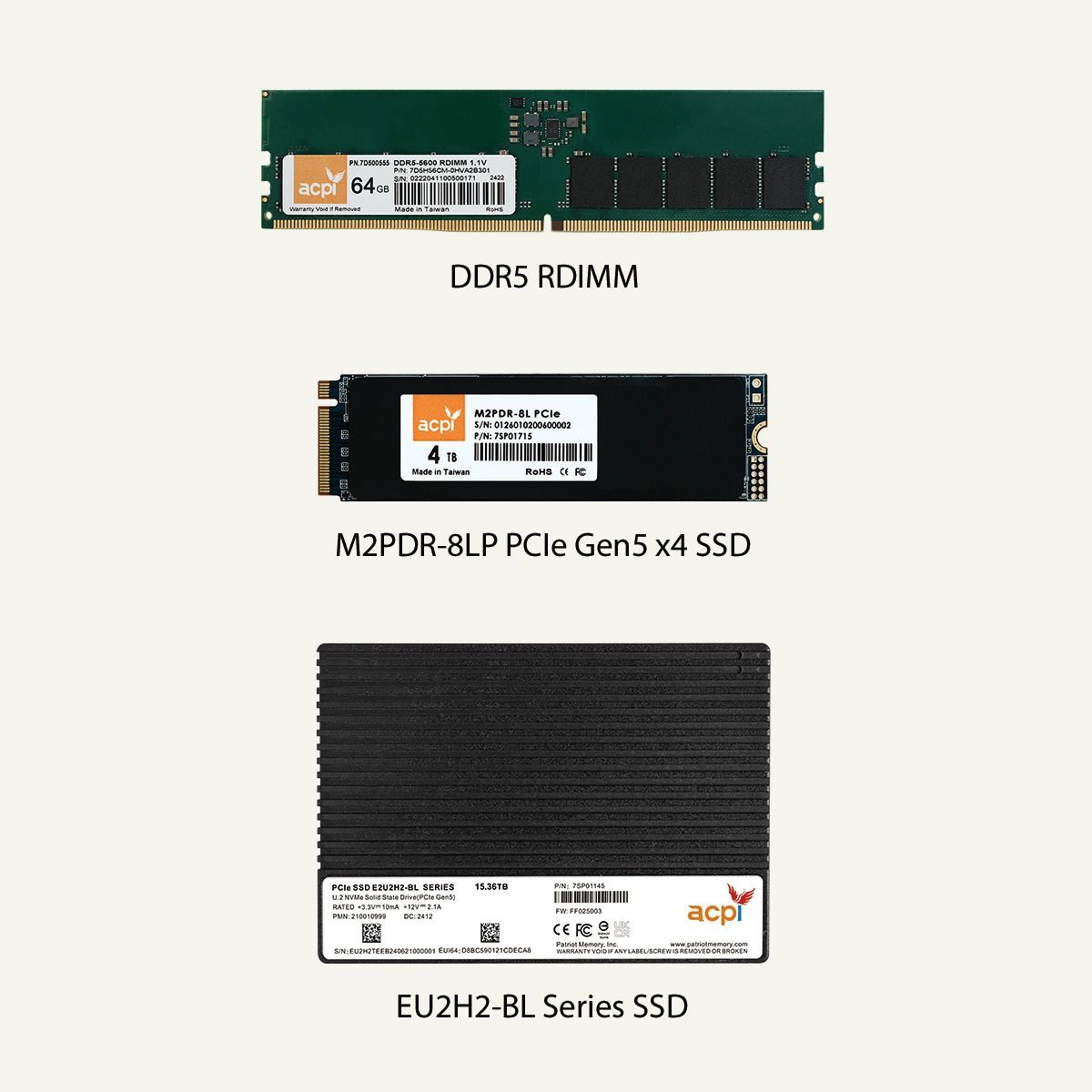 Patriot Memory Showcases ACPI Industrial-Grade PCIe Gen5 SSDs and DDR5 RDIMM Solutions at Embedded World 2026